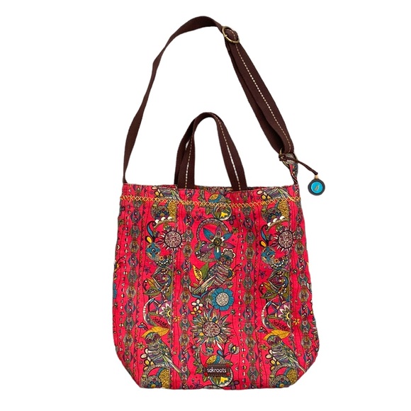 The Sak Handbags - The Sak Sakroots Canvas Owl Floral Boho Satchel Crossbody Tote Hobo Bag Purse